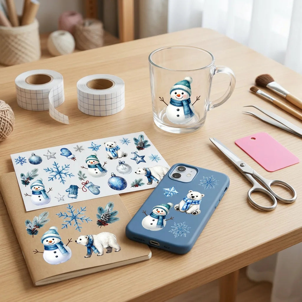 23pcs Winter Christmas Watercolor Stickers – Snowflake Polar Bear