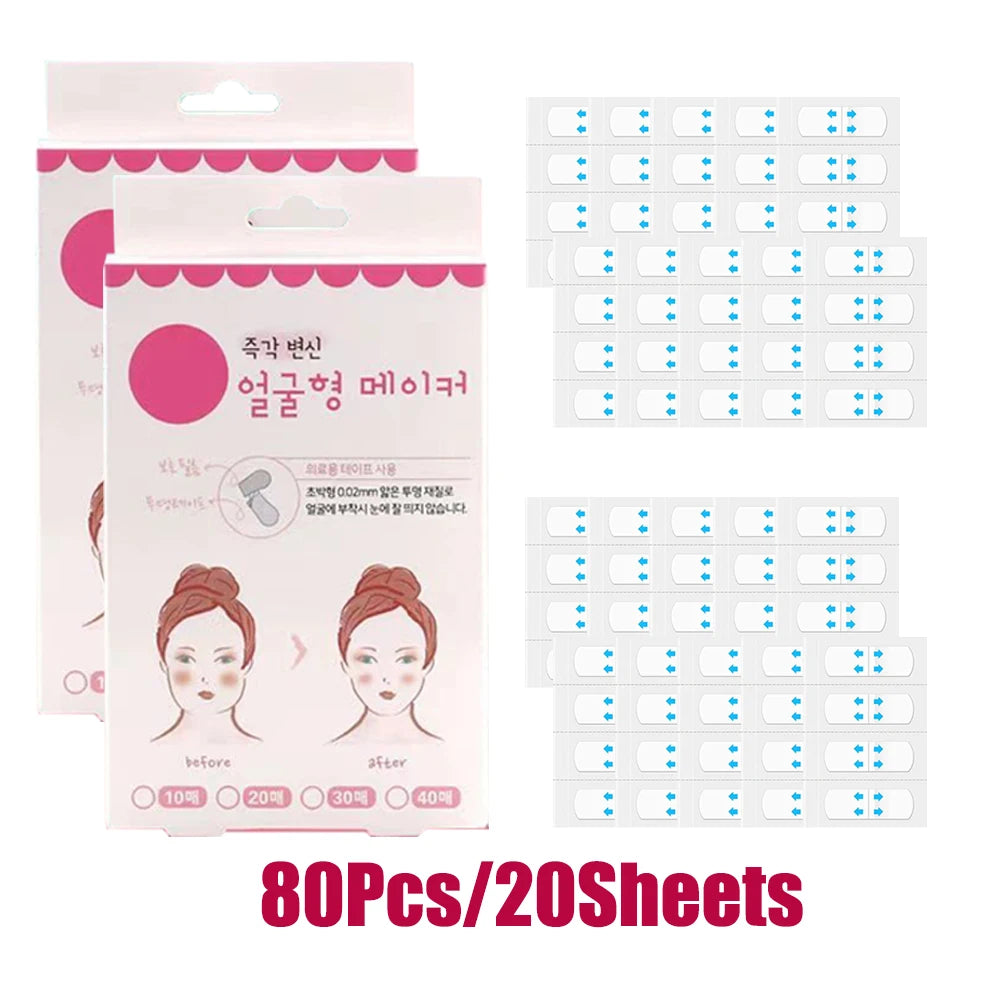40/120pcs Invisible V Face lifting Tapes Wrinkle Removal Sticker Forehead Neck Chin Sticker Patch Facial Slimming Firming Tapes Peaceful Pleasures Health and Wellness 80Pcs with box