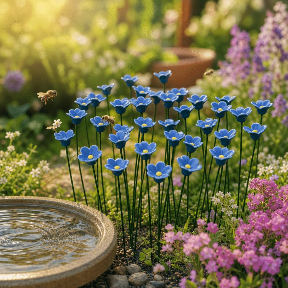 Ceramic Bee Watering Station Flower Garden Decor Set of 3