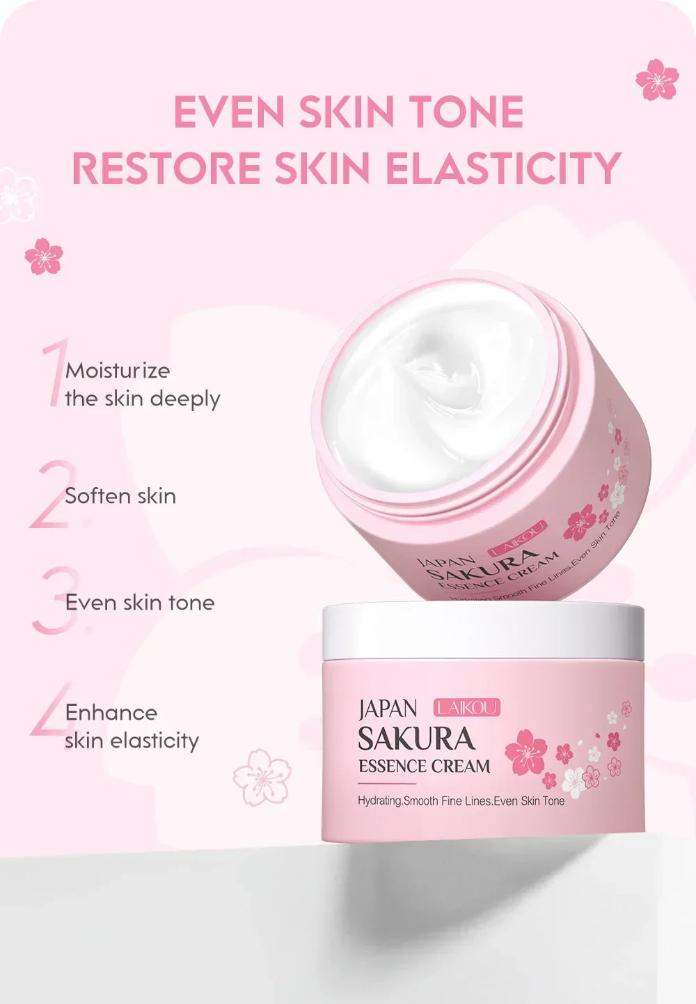 LAIKOU Sakura Cherry Blossom Facial Cream Moisturizer Peaceful Pleasures Health and Wellness