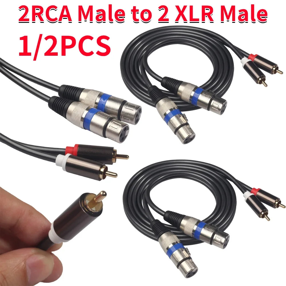 1/2PCS 2RCA To 2XLR Cable Dual XLR Female To Dual RCA Male Audio Cable for Microphone Mixer Amplifier DVD Speaker Microphone ﻿ Peaceful Pleasures Health and Wellness