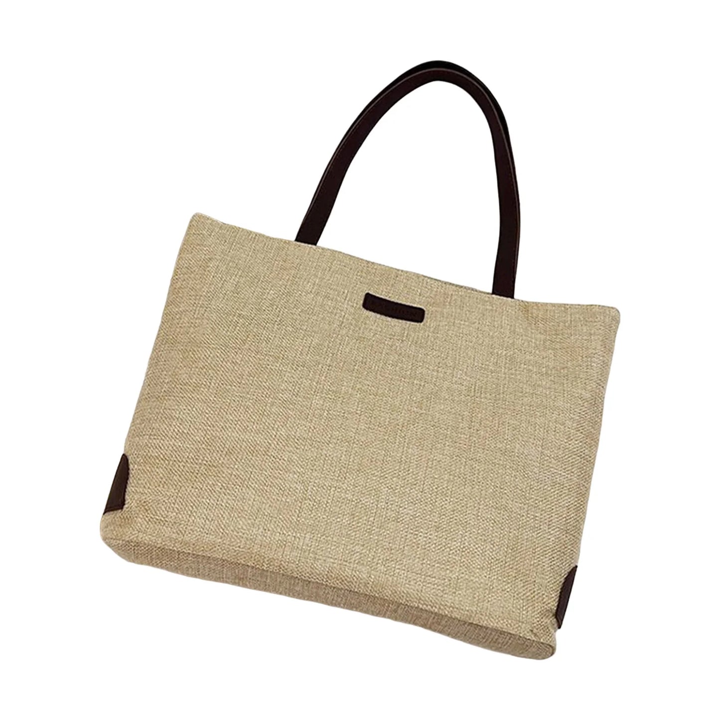 Cotton Linen Tote Bag Large Capacity Single Shoulder Bag Korean Style Casual Commuter Bag for Women Peaceful Pleasures Health and Wellness Khaki