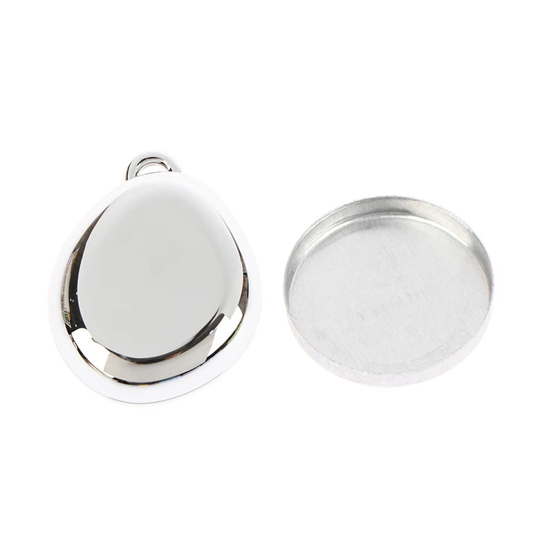 Colorful Keychain Empty Makeup Compact Diy Refill Case With Aluminum Tray Portable Cosmetic Storage Small Blush Container Peaceful Pleasures Health and Wellness Silver