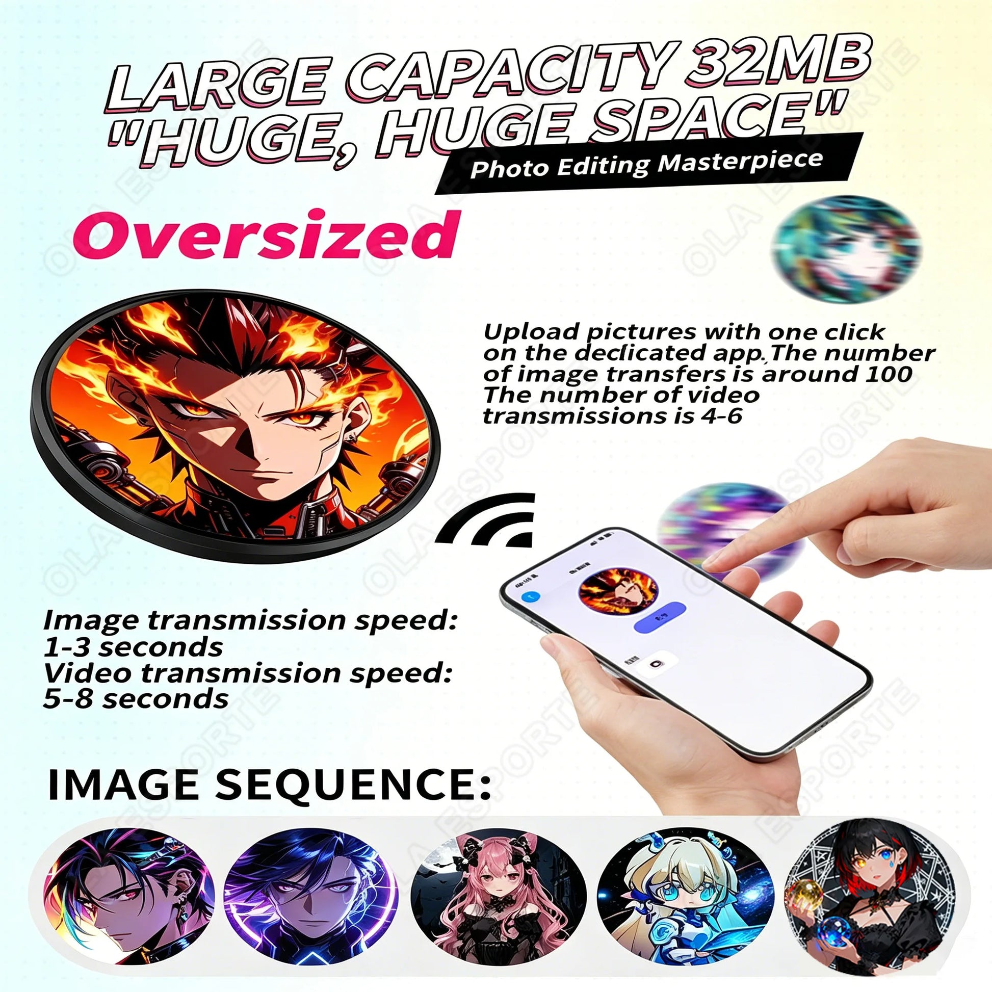 1.50 inch HD Screen Smart Dynamic E-badge Electronic Badge Can Transfer Photos GIFs, Animations and Videos for Otaku Fans Gifts Peaceful Pleasures Health and Wellness