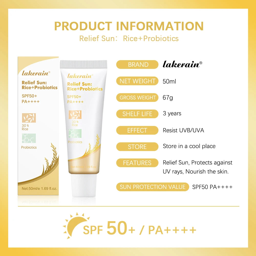 Lakerain SPF50 Rice Probiotics Sunscreen for Skin Protection Peaceful Pleasures Health and Wellness