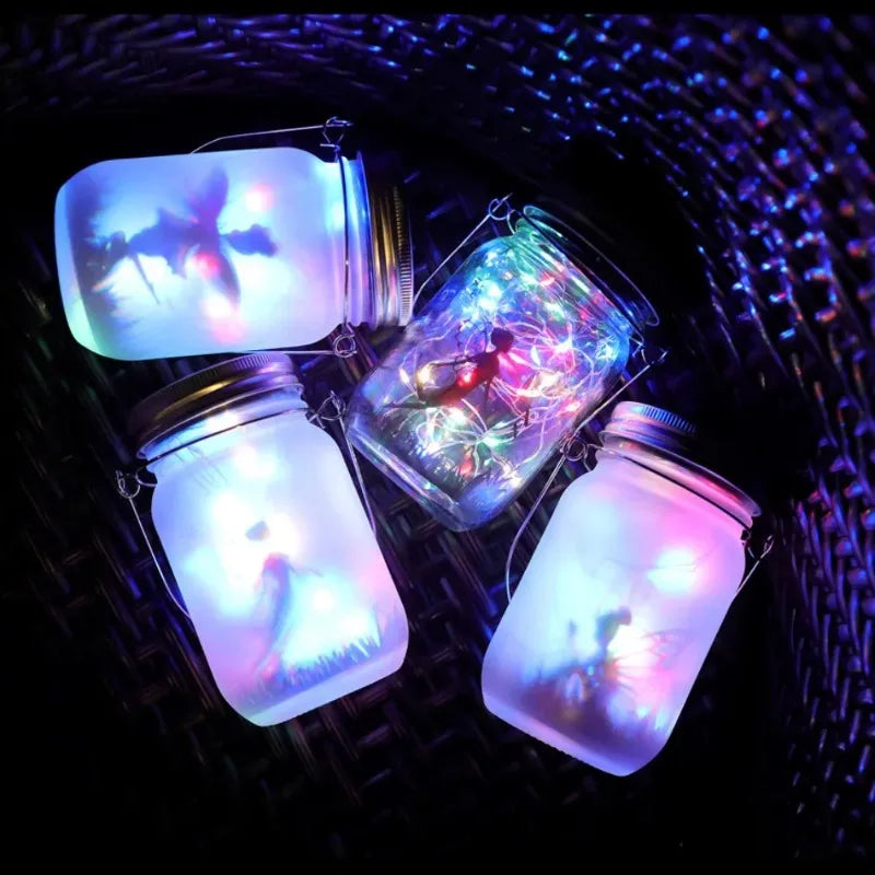 Solar LED Frosted Glass Mason Jar Fairy Light | Garden Decor