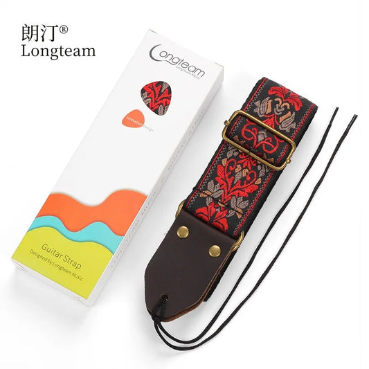 Embroidered Guitar Strap Soft Vintage Flowers Adjustable Creative Peaceful Pleasures Health and Wellness