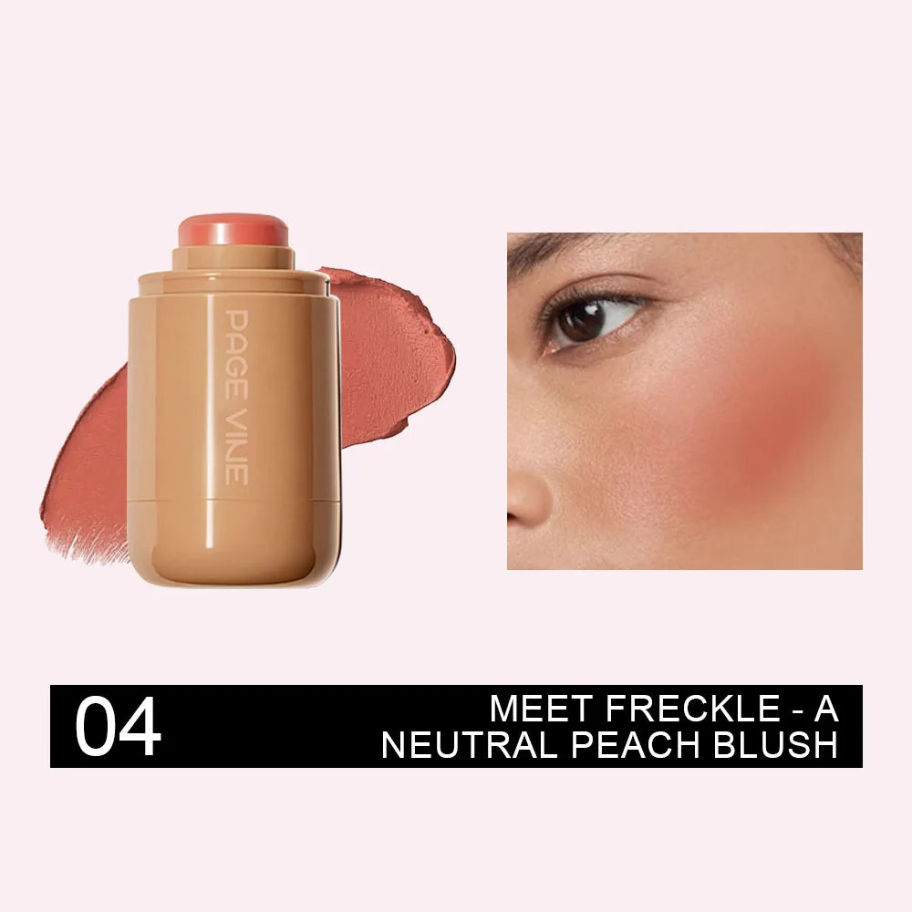 New Blush Stick 3-in-1 Cheek Lip Tinted Moistured Blush Stick Silky Brighten Blush Cream Blusher Cosmetics Tubes Matte Contour Peaceful Pleasures Health and Wellness 04freckle