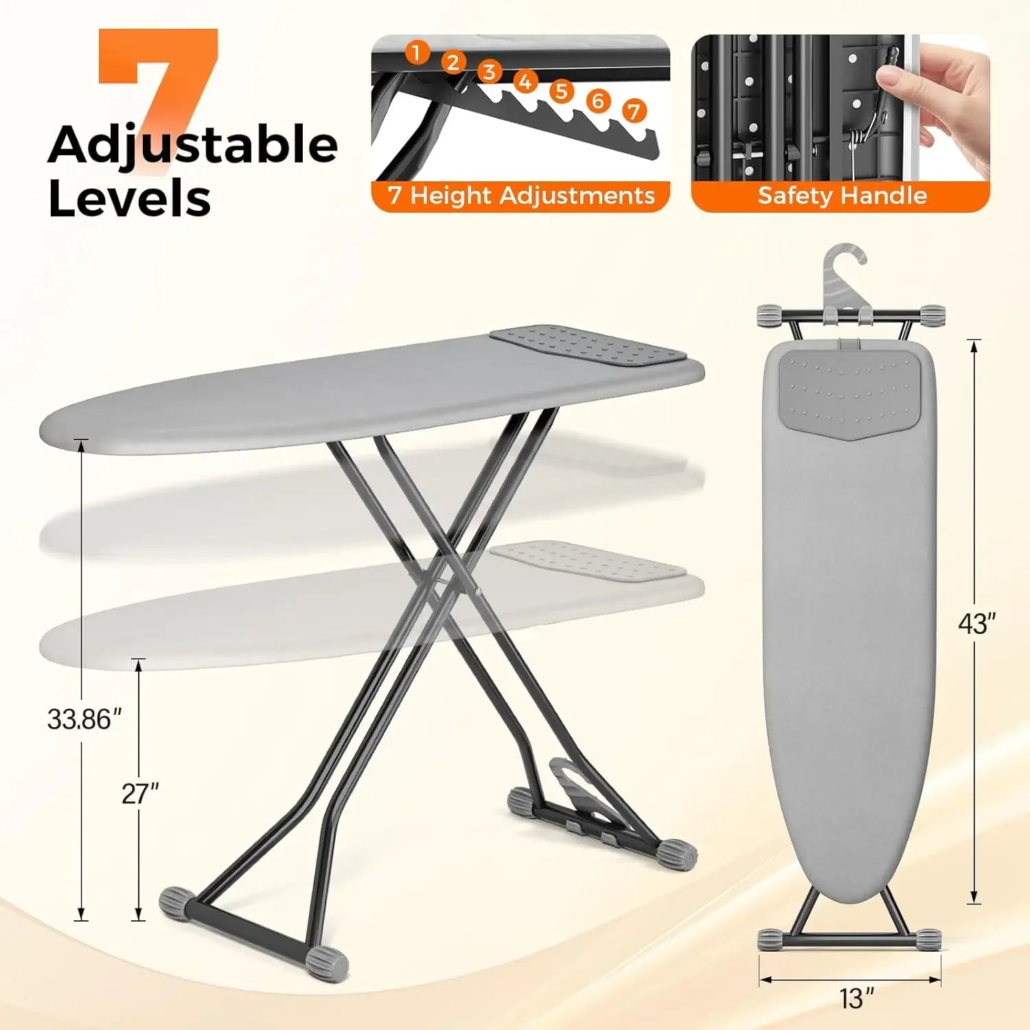 Compact Foldable Ironing Board with Heat Resistant Cover, Adjustable Height, Space Saver Design Peaceful Pleasures Health and Wellness