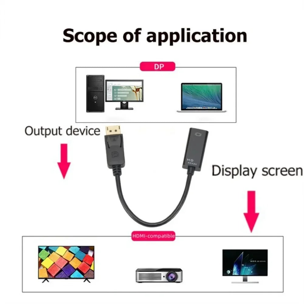 4K DisplayPort to HDMI Adapter | Male DP to Female Converter