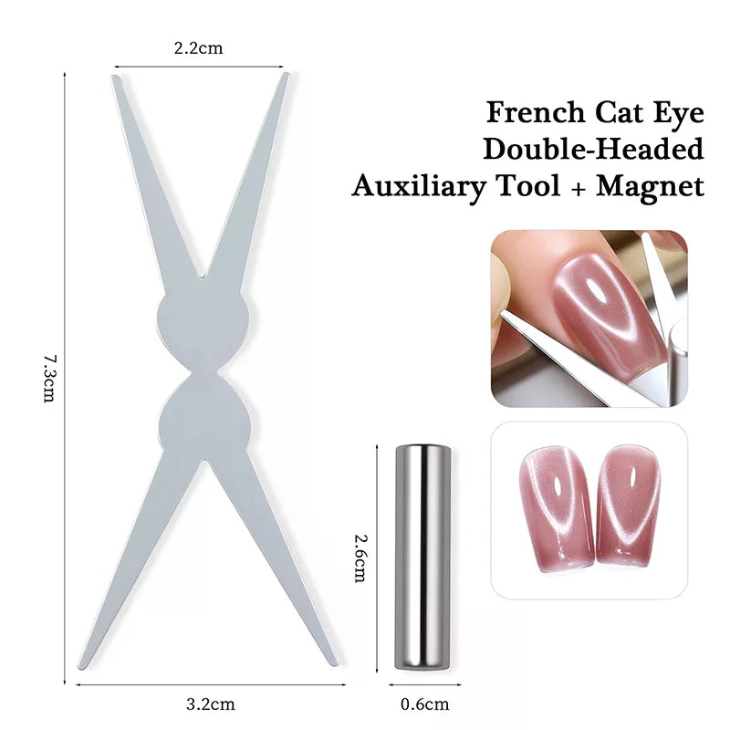 2-in-1 Magnetic Nail Stick Set Double-Headed French Cat Eye Design with Big Y-Shaped Clip for DIY Gel Polish Manicure Peaceful Pleasures Health and Wellness