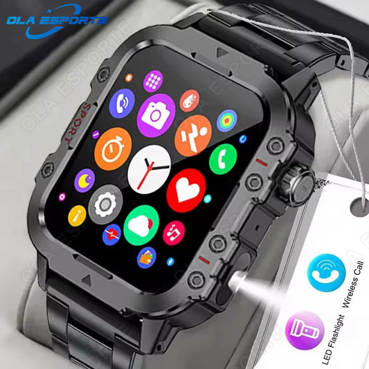 2026 New Military Men's Smart Watch Outdoor Sports Health Monitor with LED Flashlight Bluetooth Call Women's Smartwatch HW12 Peaceful Pleasures Health and Wellness