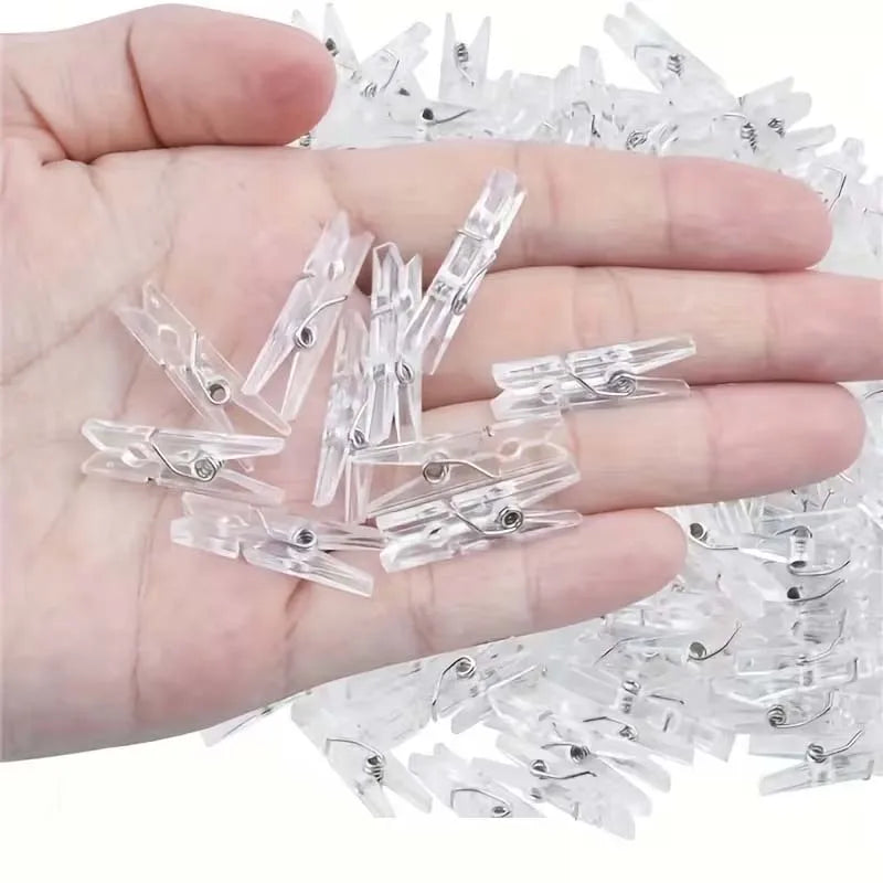 20-Pack Mini Clear Photo Clips – Spring Clothespins for Crafts