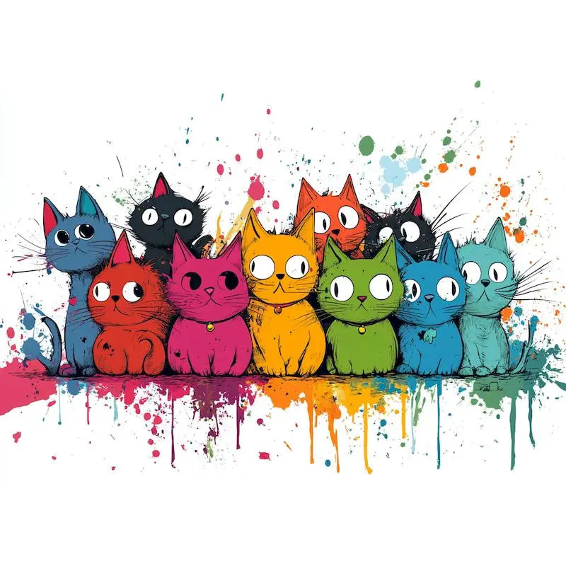 Abstract Cat Paint by Numbers Kit for Adults – 60x75cm Canvas