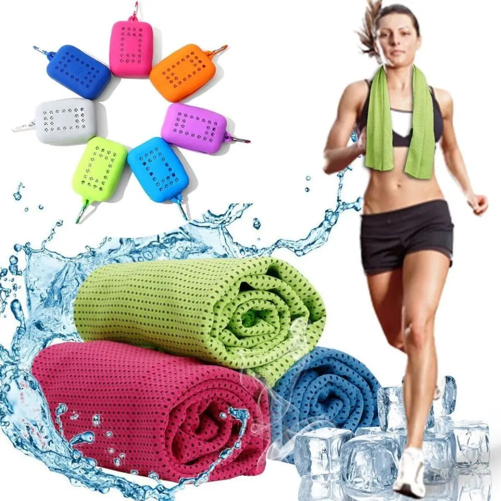 Durable Polyester Cooling Towel Quick Dry Silica Gel Quick Dry Towel Microfiber Absorbent Ice Towel Fitness Training Peaceful Pleasures Health and Wellness
