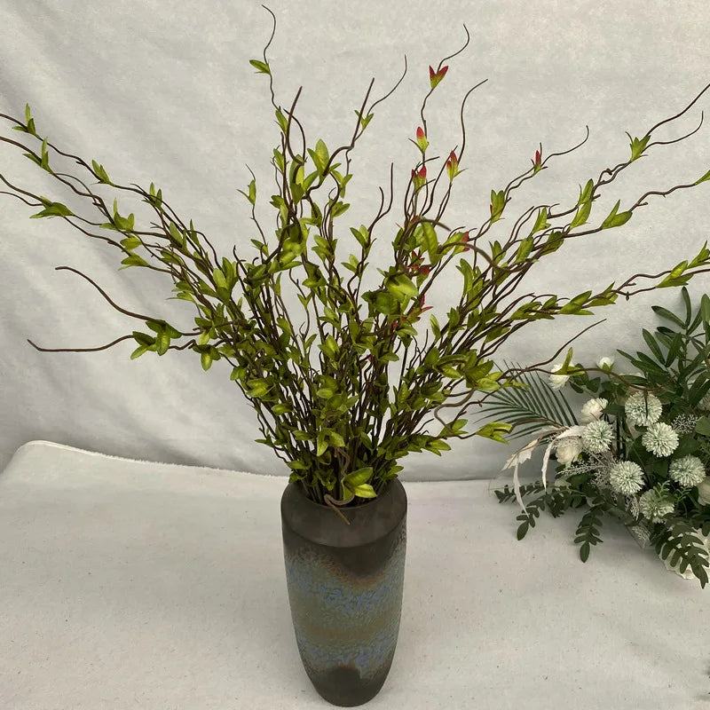 112cm Silk Dragon Whisker Leaf Artificial Branch | Green Décor