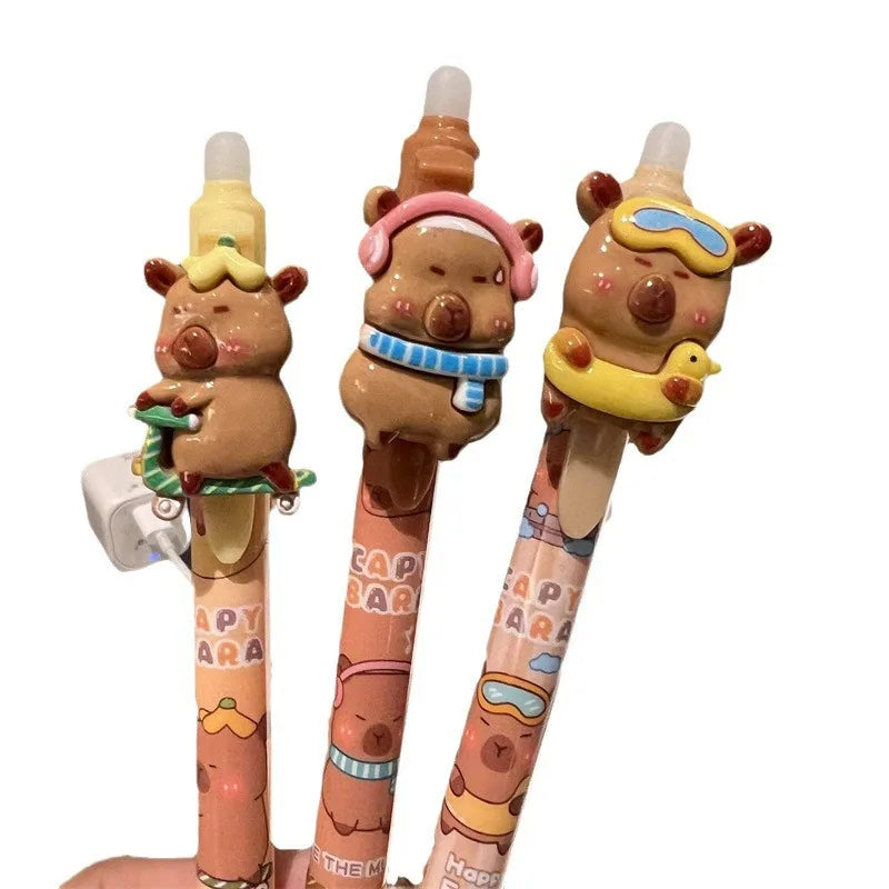 4-Pack Capybara Erasable Gel Pens | Retractable Black Ink
