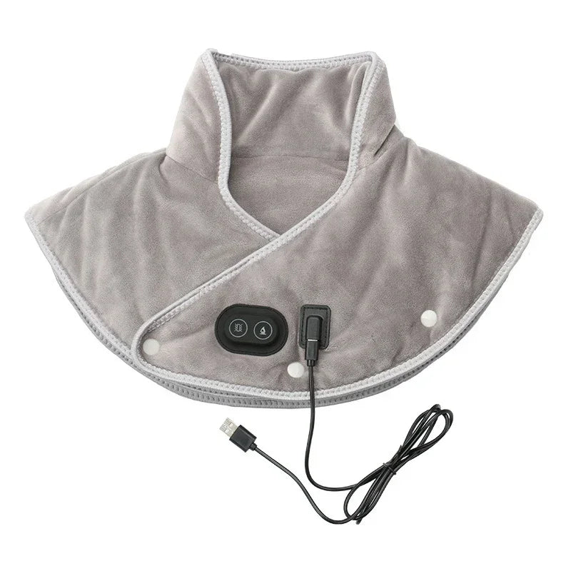 Electric Heating Shoulder Neck Pad Cervical Wrap Three Gear Thermal Compress Massager Vibration Shawl Warm Back Tool Relax Brace Peaceful Pleasures Health and Wellness A Heat-Massage