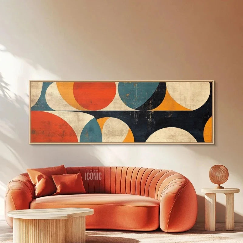 Mid Century Modern Wall Art Canvas | Unframed Bauhaus Print | Wide Panoramic Wall Art for Living Room Canvas | Abstract Wall Art Peaceful Pleasures Health and Wellness