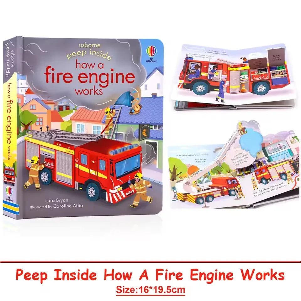 Usborne Peep Inside How Fire Engine Works 3D Flap Picture Books Kids
