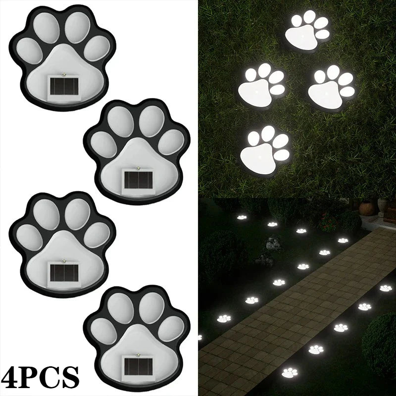 Solar LED Paw Print Garden Lights – Waterproof 4–12 Pack