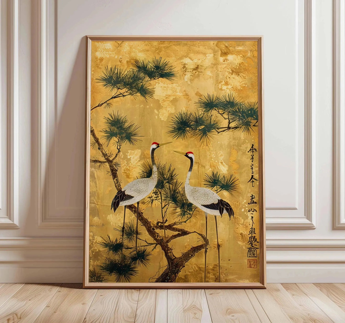 Fox Art Print, Japanese Style Animal Poster, Minimalist Nature Wall Art, Modern Woodland Illustration, Rustic Green Home Deco Peaceful Pleasures Health and Wellness ZLH10068 55x80cm