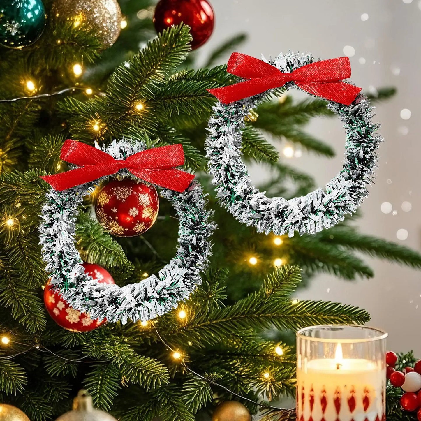 Small Christmas Wreath 6 Pieces Hangable Realistic Bow Small Kitchen Cabinet Wreaths For Window Mantel Restaurant Wall Front Peaceful Pleasures Health and Wellness