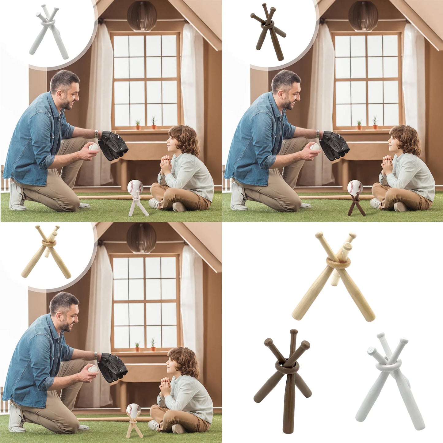 Wooden Softball Stand Display Sports Party Favors DIY Craft Creative Decoration Suitable for Spheres/ Golf/ Softball Peaceful Pleasures Health and Wellness