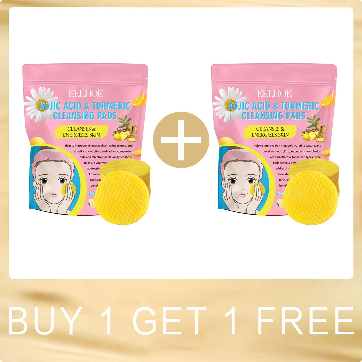 EELHOE Turmeric Kojic Acid Cleansing Pads – Brighten Skin 40Pcs