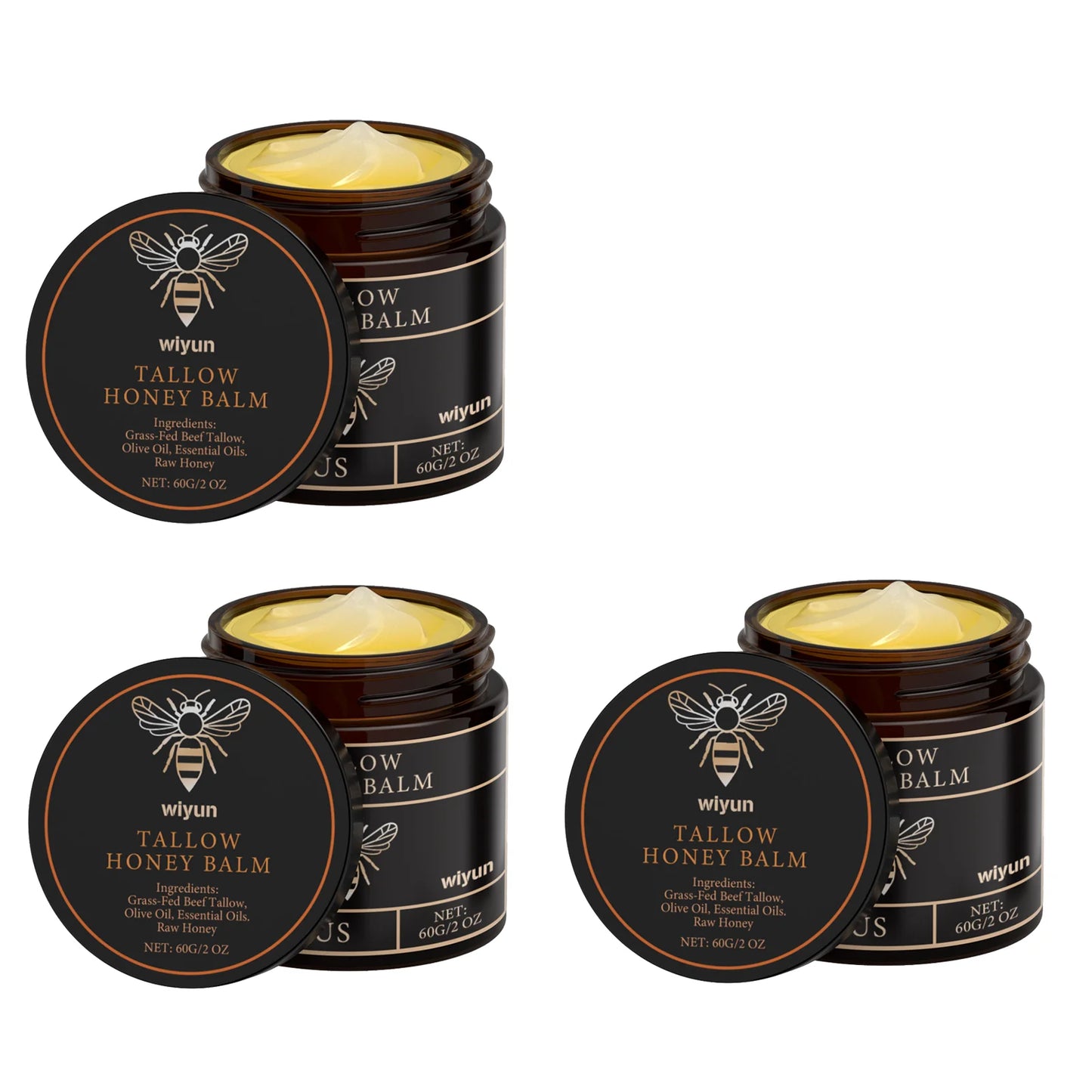 Beef Tallow Honey Moisturizing Cream Hydration Nourishing Korean Skin Care Bleaching Firming Face Body Moisturizer Lotion Peaceful Pleasures Health and Wellness 3pcs