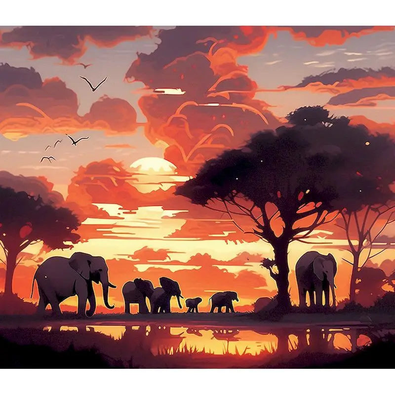 African Elephant Paint by Numbers Kit | 60×75cm Canvas Art