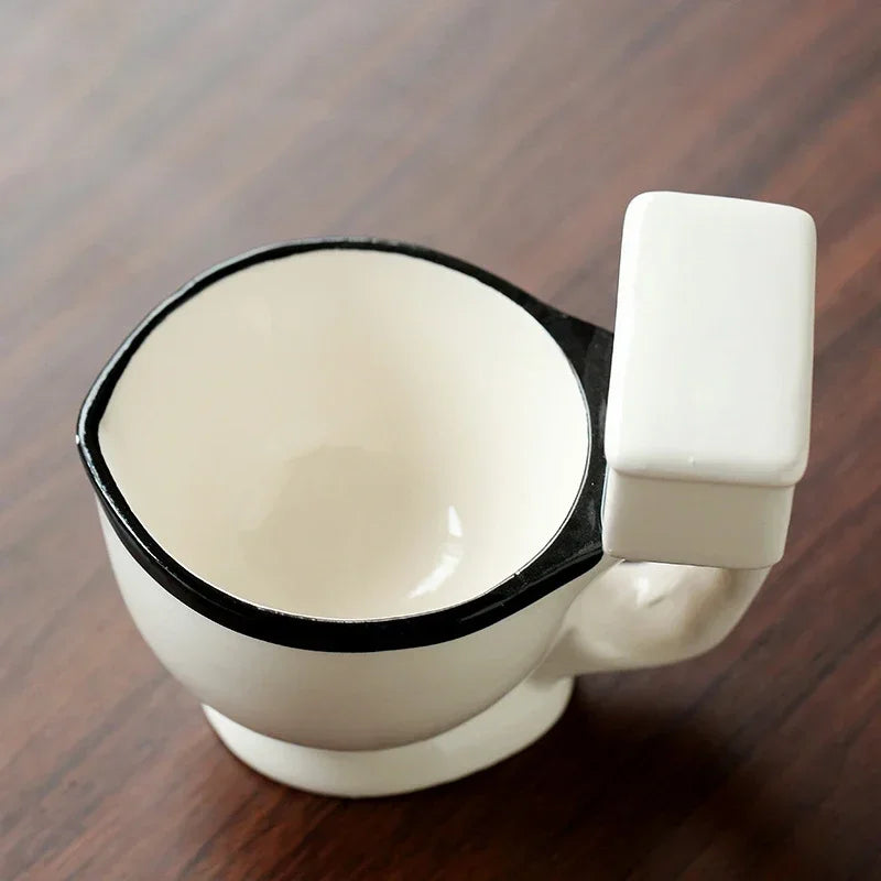300ml Toilet Shaped Cup Coffee Ceramic Cup with Handle Water Cup Coffee Tea Milk Ice Cream Cup Funny Gift Peaceful Pleasures Health and Wellness A 201-300ml