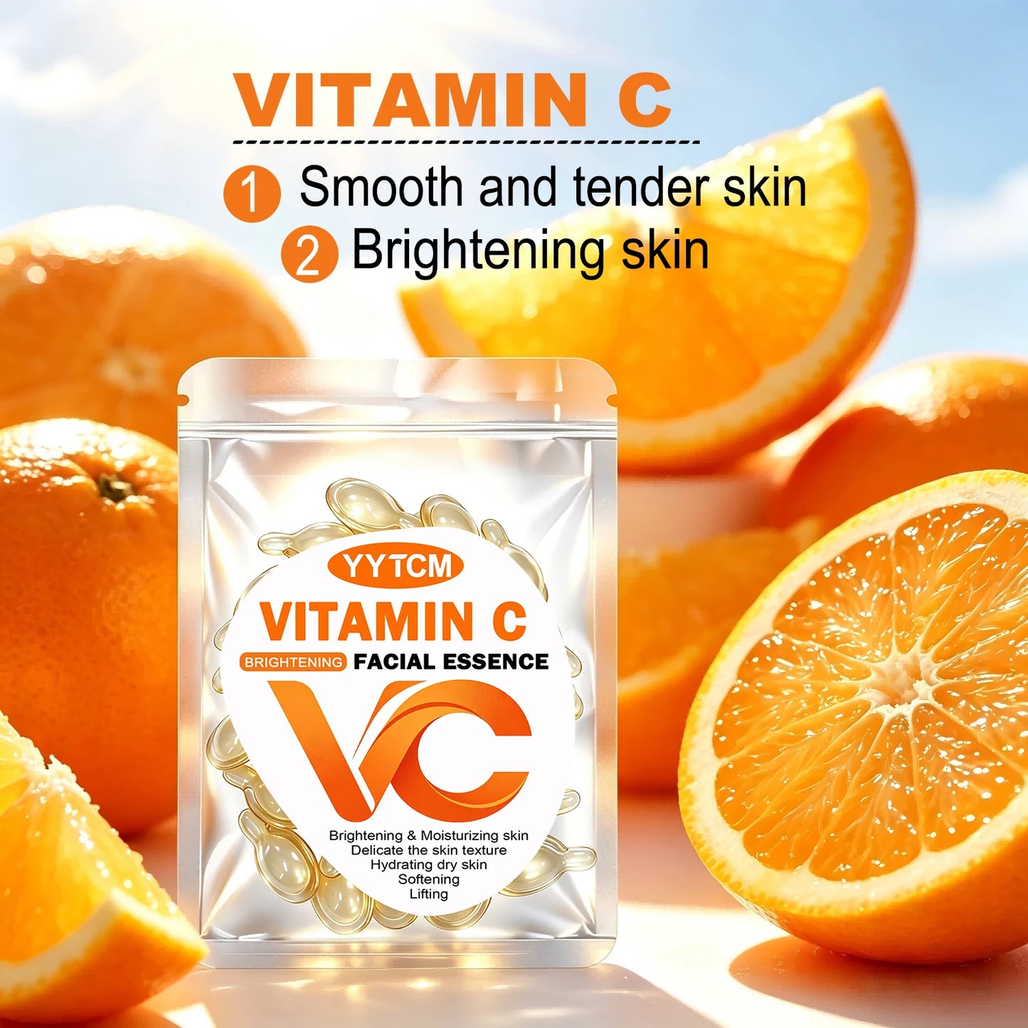 Vitamin C Facial Serum, Moisturizing and Brightening, Firming the Skin, Contains Vitamin E, Retinol, Hyaluronic Acid, Facial Skin Care Serum, 18 Capsules/30 Capsules/60 Capsules/90 Capsules/150 Capsules/300 Capsules Peaceful Pleasures Health and Wellness