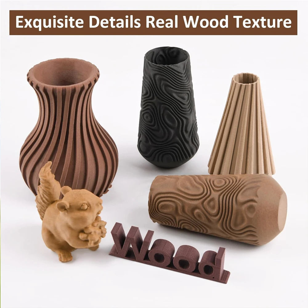 Wood PLA Filament 1.75mm Bundle – 4 Colors, Vacuum Packed