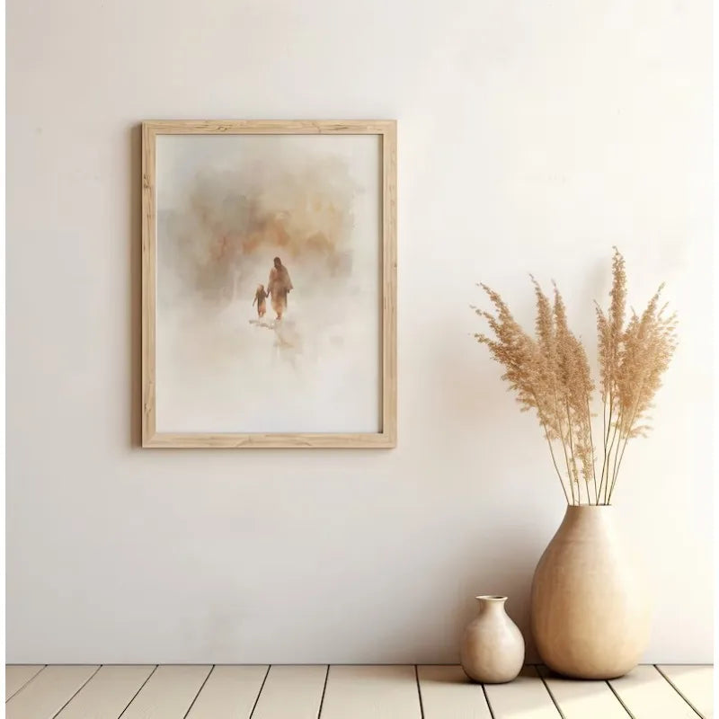 Retro Watercolor Jesus with Children Portrait Christian Religious Poster Canvas Painting Wall Art Pictures Home Decor Gift Peaceful Pleasures Health and Wellness