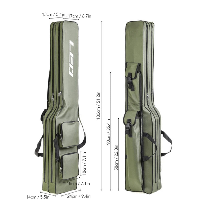 Two Layer Fishing Bag 130cm Rod Reel Bag Fishing Pole Gear Tackle Tools Carry Case Portable Durable Fishing Rod Tackle Bag Peaceful Pleasures Health and Wellness