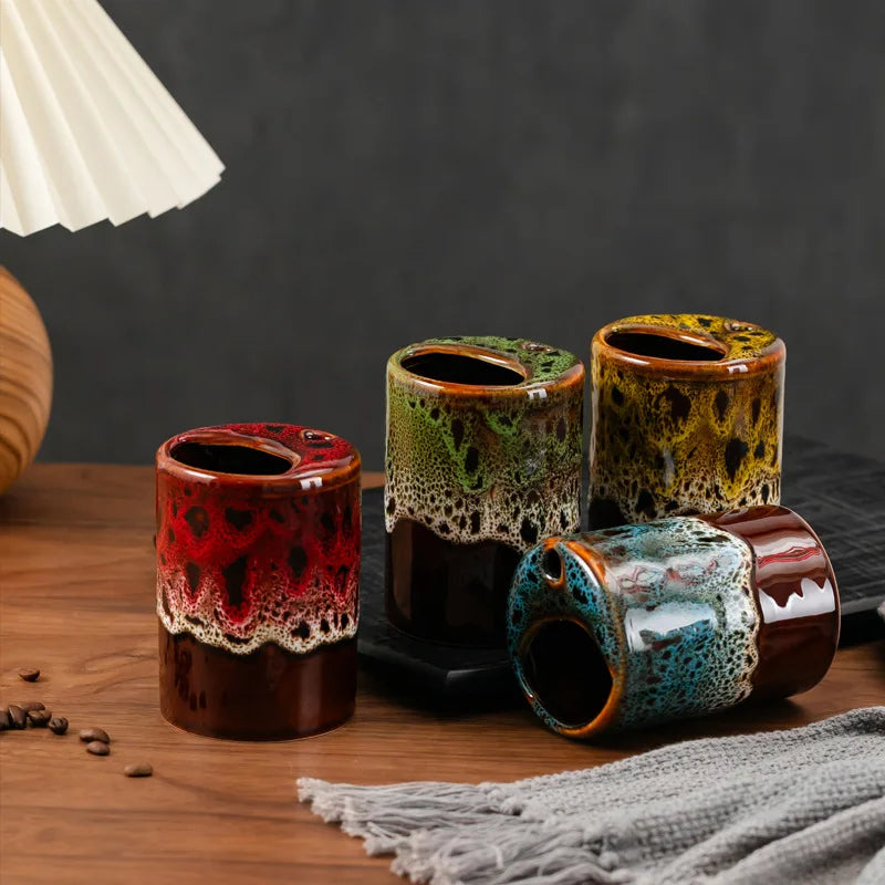 Cross Border Kiln Transformation Creative Mug, Large Capacity Ceramic Latte Gift Couple Coffee Cup, Sipping Breakfast Milk Cup Peaceful Pleasures Health and Wellness