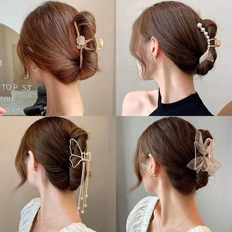 2-Pack Metal Geometric Hollow Hair Claw Clips & Barrettes Hair Claw Clips Peaceful Pleasures Health and Wellness