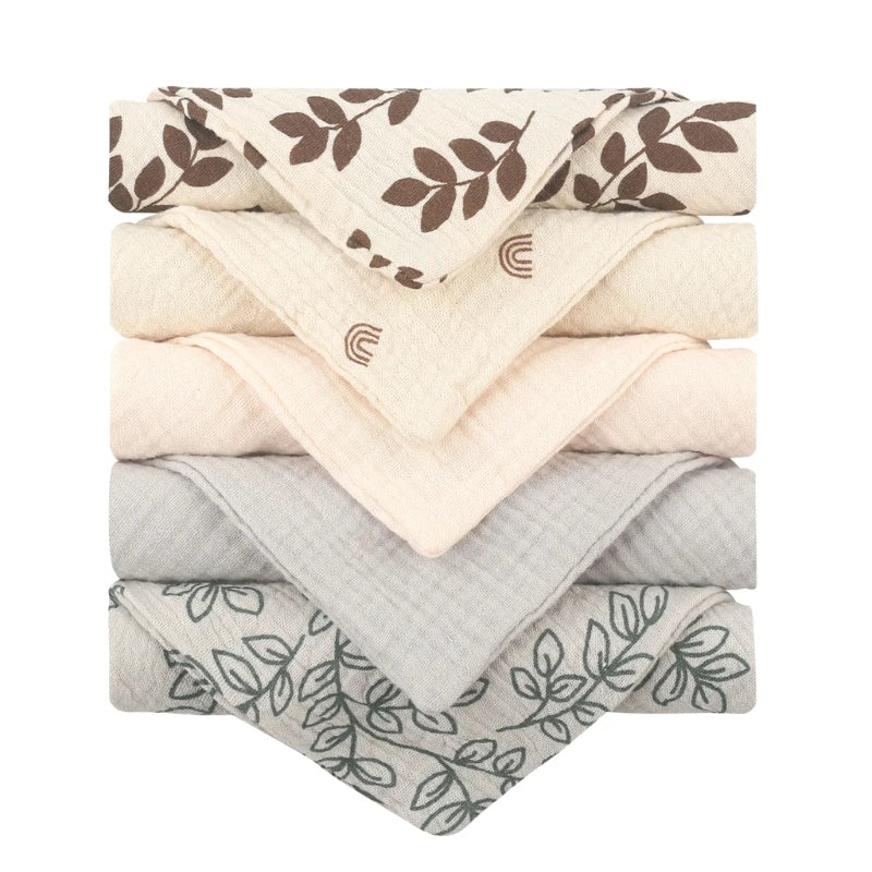 5-Pack Soft Cotton Baby Washcloths | Gauze Face Cloths for Newborns