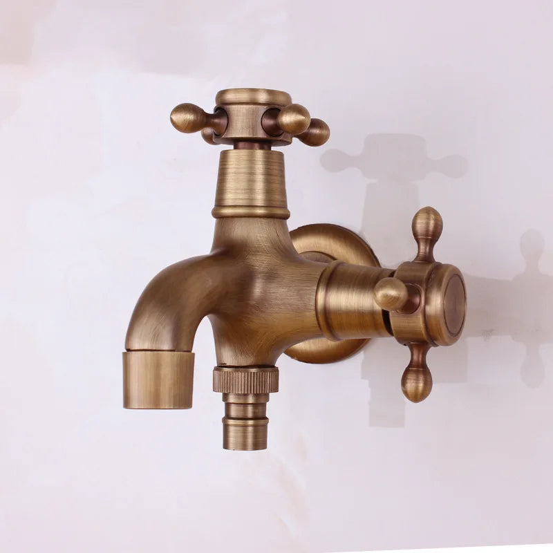 Vintage Solid Brass Single Handle Wall Mount Faucet