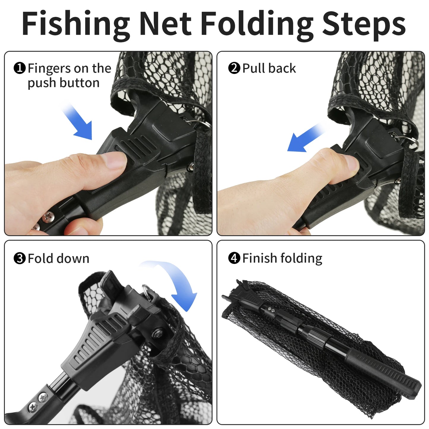 Fishing Net Collapsible Fish Landing Net with Telescoping Anti-Slip Pole Handle for Saltwater Freshwater Extending to 80/115CM Peaceful Pleasures Health and Wellness