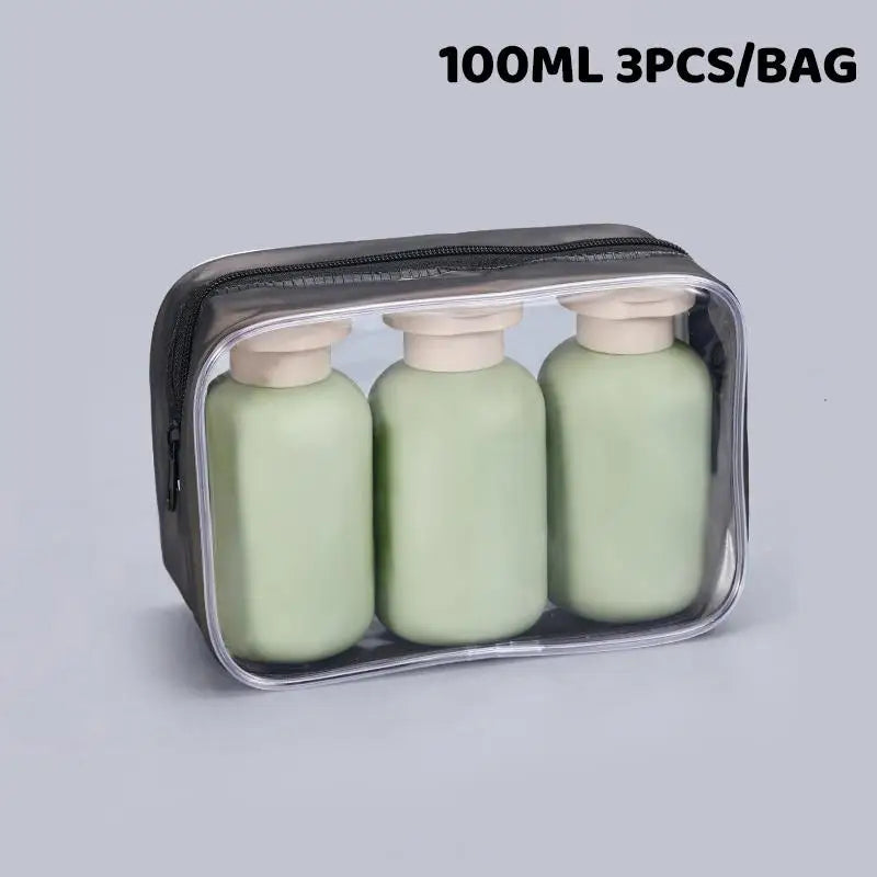 3-Pack Leakproof Refillable Travel Bottles 100ml Squeeze Tubes