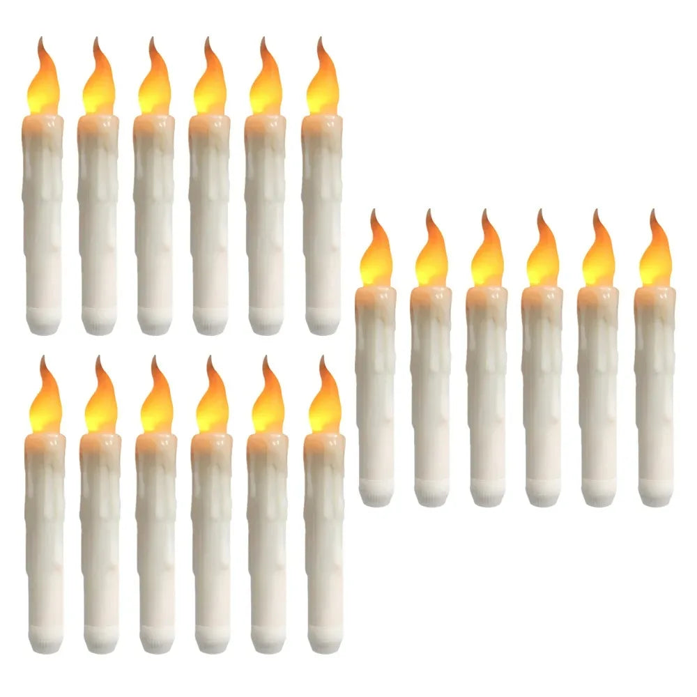 Flameless Flickering Taper Candles With/Without Remote Control Timer Dimmer Battery Operated Candlesticks for Christmas Wedding Peaceful Pleasures Health and Wellness 18Pc without remote