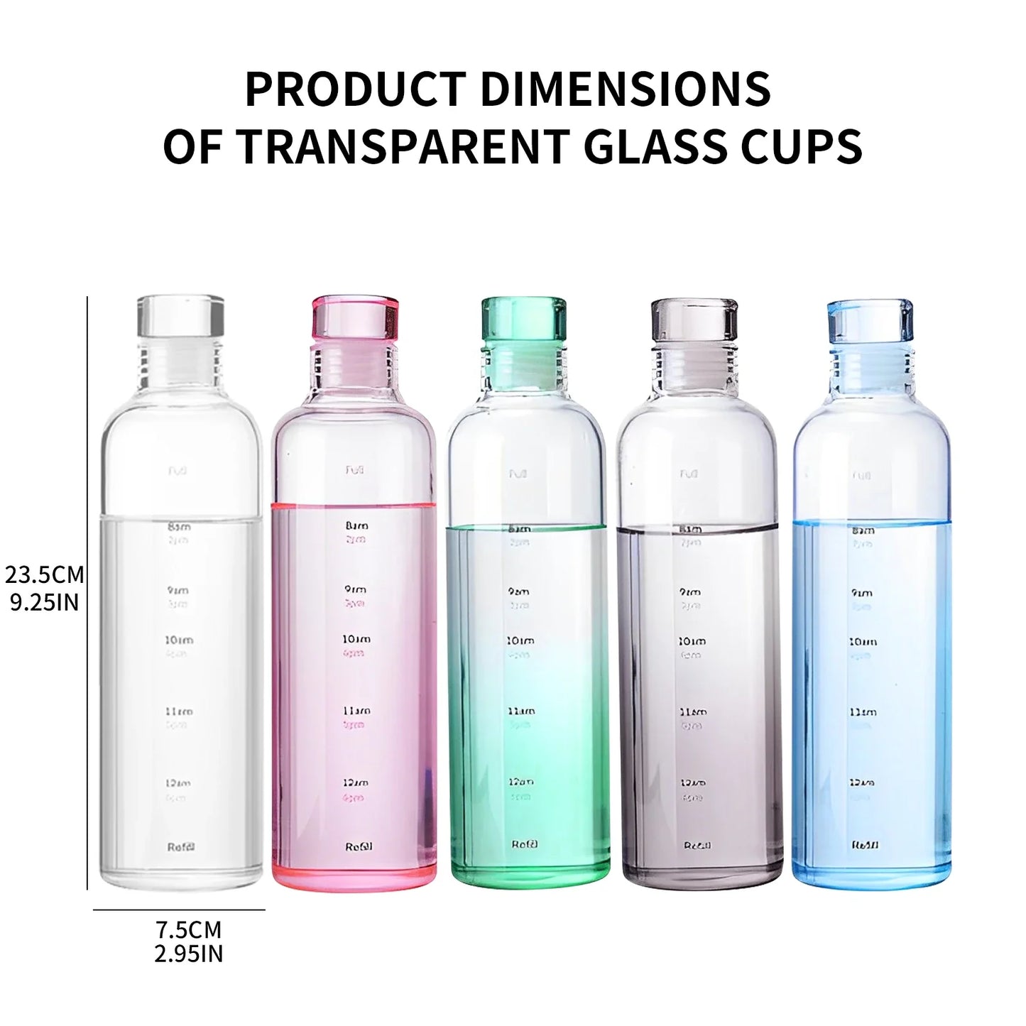 BPA-Free Transparent Water Bottle with Time Scale Markings