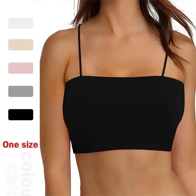 Seamless Women’s Crop Camisole Bralette – Padded Wireless Tank Top, Spaghetti Straps, Backless Soft Stretchy Bra Vest Peaceful Pleasures Health and Wellness