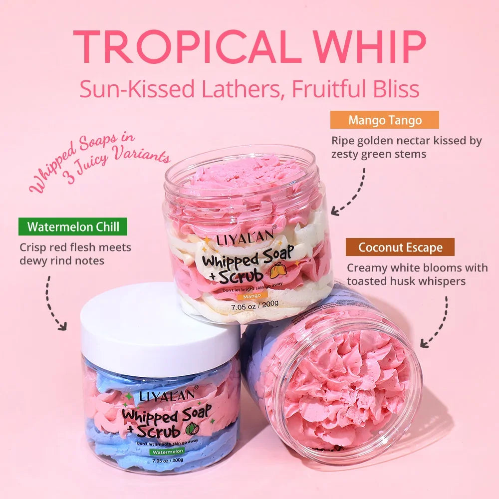 Vegan Whipped Soap & Scrub – Exfoliating Body Wash in Fruity Scents Peaceful Pleasures Health and Wellness