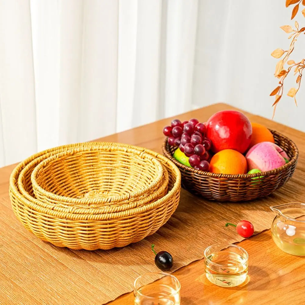 Imitation Rattan Woven Storage Basket | Fruit & Snack Tray