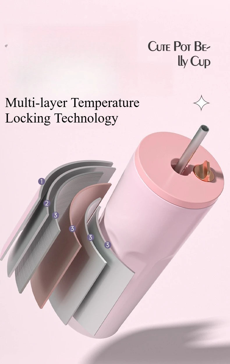 Gradient Vacuum Insulated Cup with Auto Pop-Up Straw 700ml