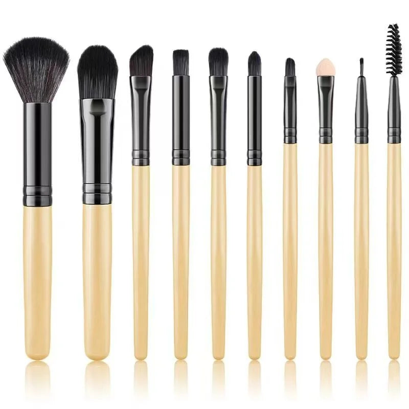 RUNTOIN 10pc Soft Makeup Brush Set – Foundation, Kabuki & More Makeup Brush Set Peaceful Pleasures Health and Wellness GS-10PCS-WD