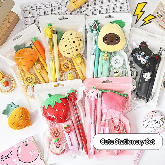 Creative Fruit Stationery 5-piece Innovative Cartoon Learning Peaceful Pleasures Health and Wellness